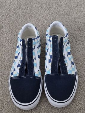 Vans Checkerboard Sneakers in Navy, Light Blue & White